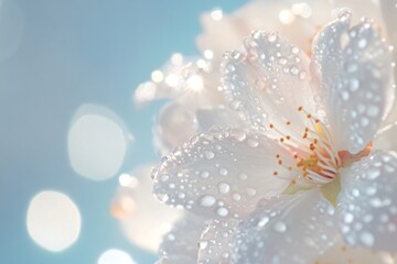 Fototapeta premium Spring Equinox, Delicate flower petals, soft pastel colors, gentle bokeh background, ideal for spring themes and nature designs.