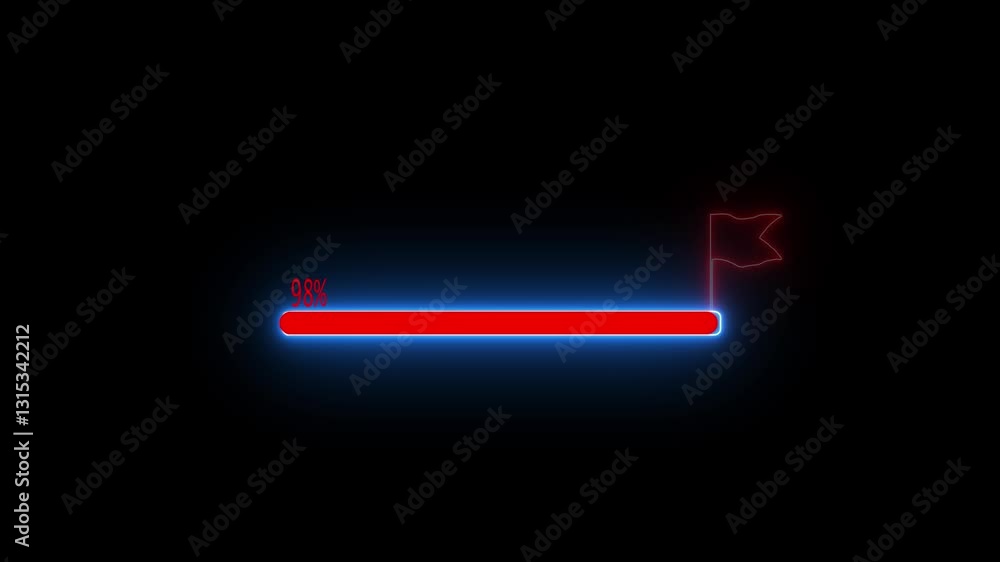 Poster red color loading bar animation . processing ,downloading , glowing ,colorful animation