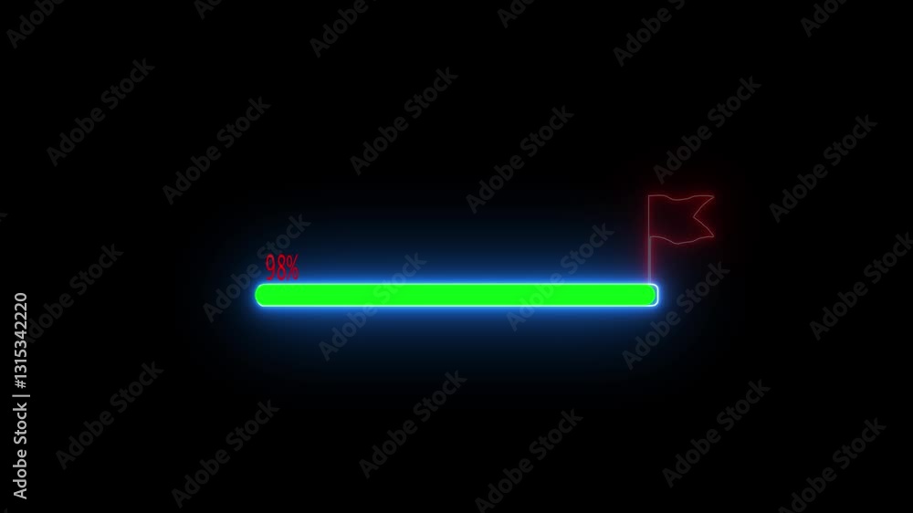 Poster green color loading bar animation . processing ,downloading , glowing ,colorful animation