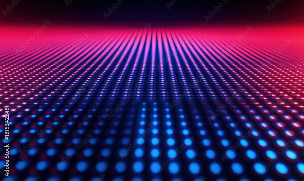 Aufkleber digital grid with glowing data points in vibrant blue and red hues, futuristic technology theme with