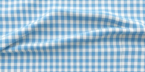 Soft, medium-blue gingham fabric with white checks, sewing,craft,blue and white