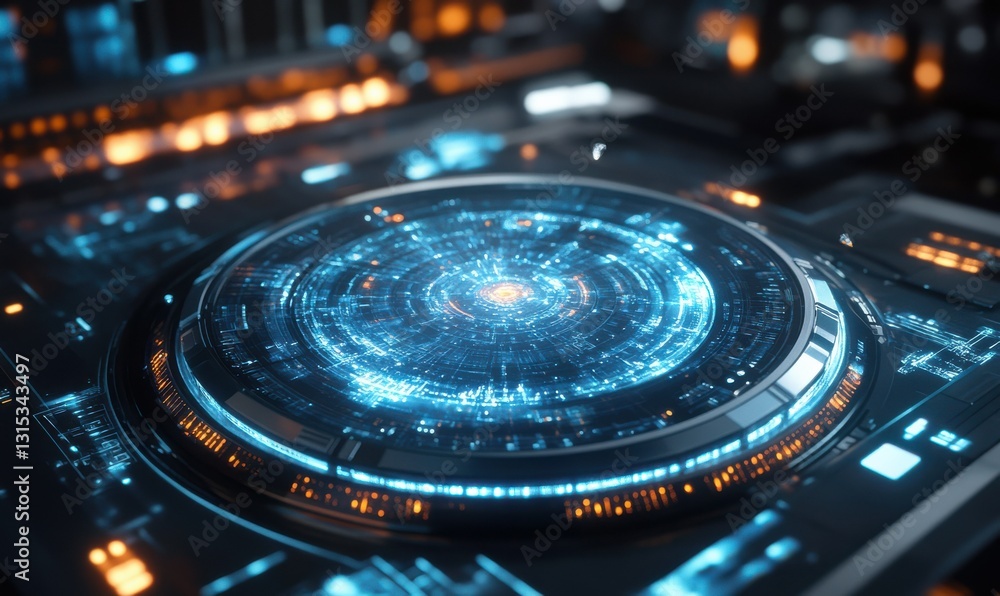 Aufkleber digital holographic circles creating a dynamic, futuristic effect, symbolizing innovation and modern
