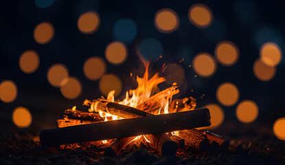 Bonfire on a blurred bokeh background