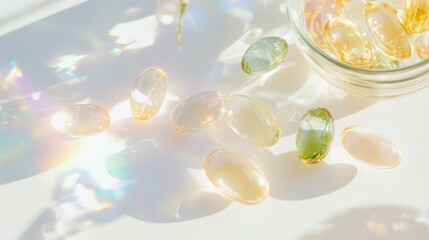 Close up of zinc supplement capsules in glass for health and wellness