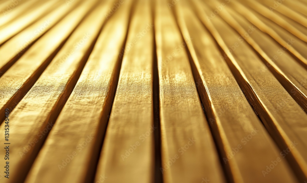 Poster shiny gold bars arranged in mesmerizing pattern, creating depth and allure
