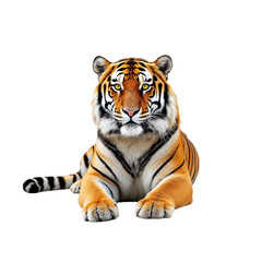 Obraz premium Majestic Tiger Posing Against White Background