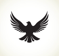 silhouette of a flying dove with spread wings vector