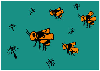 Fliegende Hummeln, Bienen.