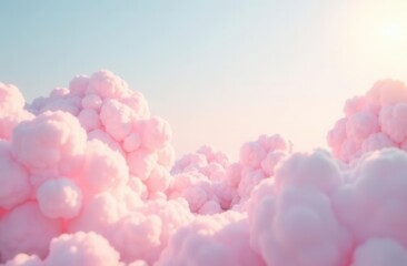 Fototapeta premium Dreamy cotton candy clouds in a serene sky at sunrise