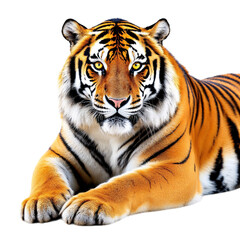 Fototapeta premium Powerful Tiger in Focus Against a White Background