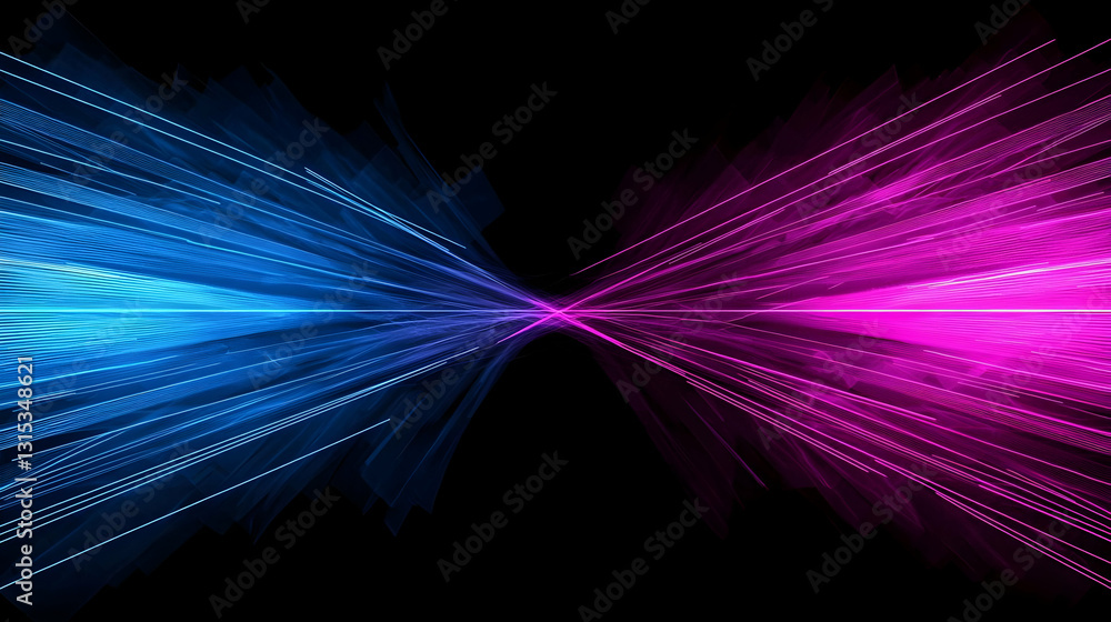 Aufkleber vivid blue and pink light rays converging on a dark background forming a dynamic and symmetrical abs
