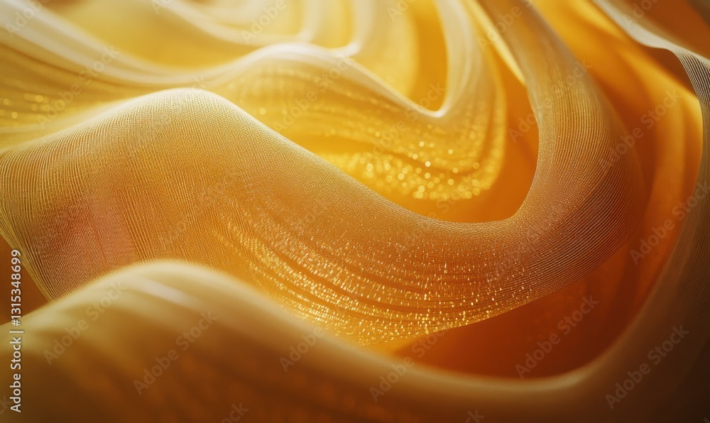 Poster abstract close-up of swirling golden textures illuminated by gradient lighting creating a bold and l