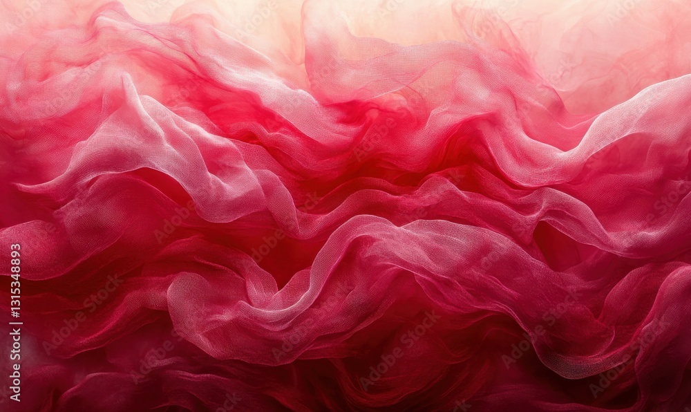 Poster abstract composition of swirling red and magenta waves with subtle gradient lighting, creating a dyn