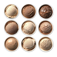 Variety Of Delicious Ice Cream Flavors Isolated On White Backgro