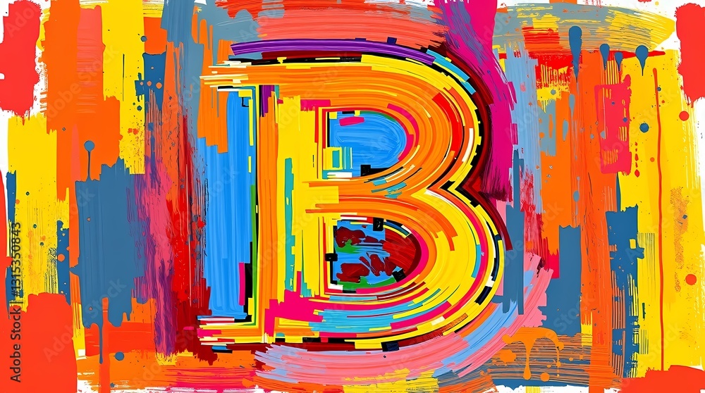 Poster letter b in vivid colors: the letter 