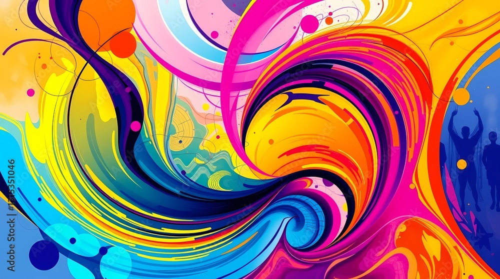 Aufkleber vibrant abstract composition: a mesmerizing abstract artwork swirls with a kaleidoscope of colors, e