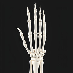 Fototapeta premium Human Hand Skeleton Palmar View Anatomical Illustration 3D Rendering of Right Hand Finger Bones Medical Diagram