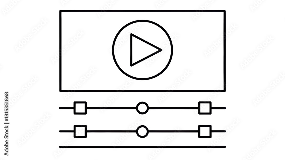 Poster video player interface with controls and play button