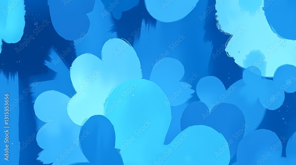 Poster abstract blue cloudscape: a captivating cloudscape design in various shades of blue, forming an intr