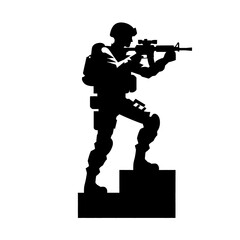 vector illustration of a soldier icons logo black and white