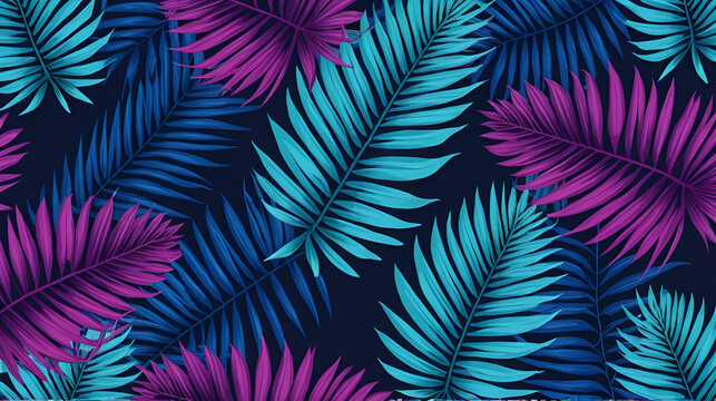 hojas tropicales azul y morado