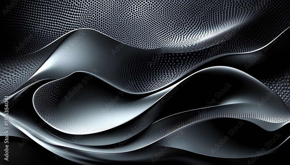 Poster abstract metallic surfaces displaying wavy forms with dimpled details