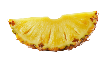 Isolated pineapple fruit slice, showcasing a fresh and juicy ananas section, ideal for tropical, exotic snacks or healthy dessert promotion.