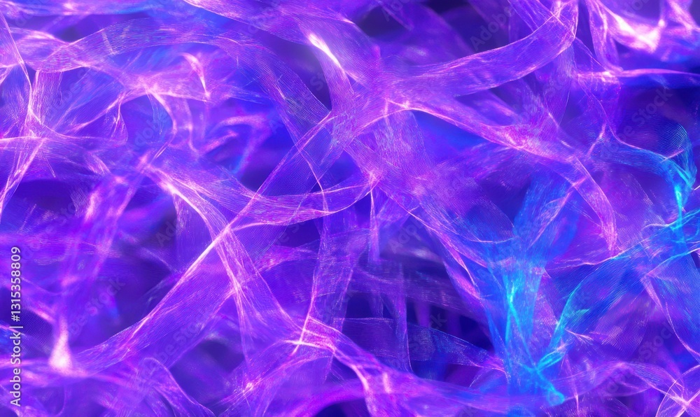 Poster dynamic glowing purple and blue digital lines forming intricate circuit-like patterns symbolizing fu