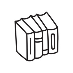 Doodle book shelf icon hand drawn with thin line in minimalistic style. Vector illustration isolated on white background