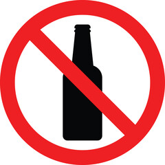 no drink sign. no buttle, No alcohol, Don't drink icon, Prohibition symbol, Vector illustration
