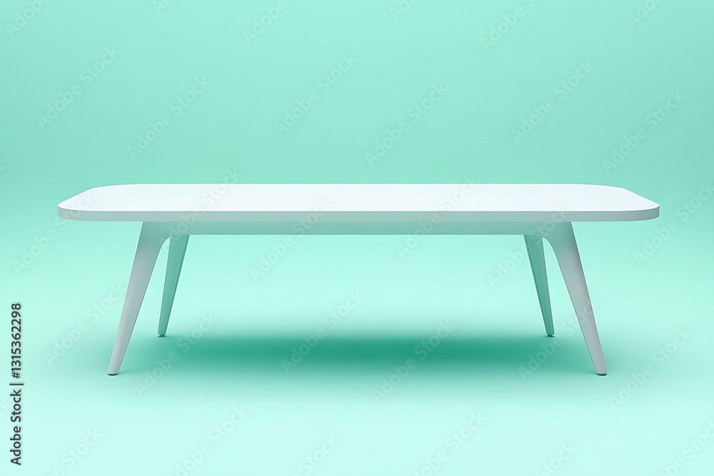 Poster minimalist dining table setup with a green backdrop, featuring a balanced composition with room for 