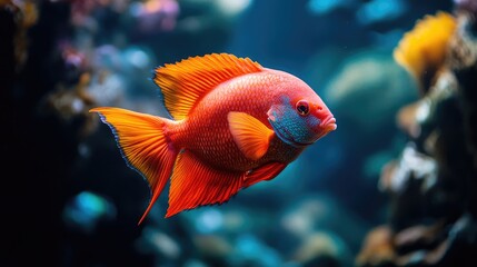 Obraz premium Vibrant Parrot Fish Swimming in the Crystal Clear Waters of the Red Sea Near Eilat, Israel. A Stunning Underwater Marvel.