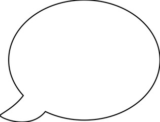 Minimalist Speech Bubble isolated on Transparent Background, Black Outline Chat Balloon