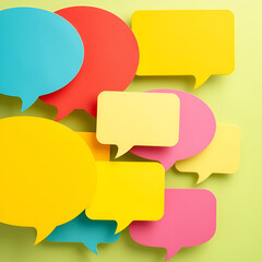 colored speech bubbles in a row