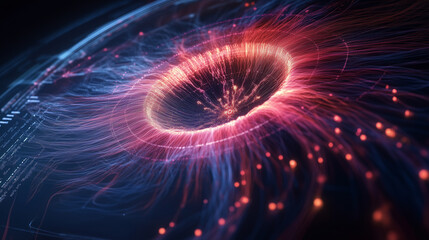 Glowing abstract fractal background with blue and purple light bursts