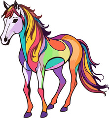 abstract illustration of a colorful horse
