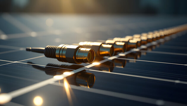 Close up of  mc4 connectors over the solar panel, 8k  photorealism. with white shades