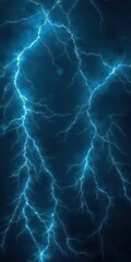 Naklejka premium Intricate blue plasma lightning bolts arc across dark void, blue, electricity