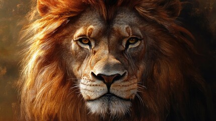 Majestic Lion of Judah: A Close-Up Illustration Featuring Iconic Mane and Biblical Essence