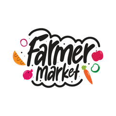 Farmer Market Lettering Vector Design.