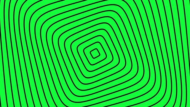 3D animation of polygon lines changing color and alternating repeatedly like a hypnotic effect with a green background
