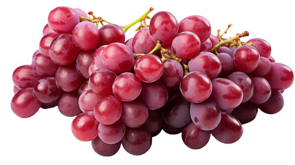 Fototapeta premium Red Grape Cluster Juicy Summer Fruit, Antioxidant-Rich Organic Snack, isolated on transparent background.