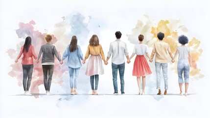A visually striking depicting diverse individuals linking hands symbolizing the essence of harmony teamwork and the spirit of helping one another in a connected world