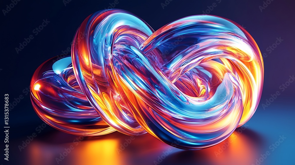 Poster abstract glossy intertwined shapes background