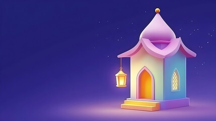 Naklejka premium Night Lantern & Colorful House