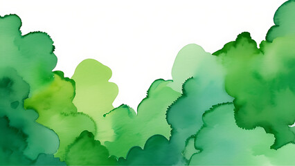 Fototapeta premium Green Watercolor Border with Brush Strokes for Creative Design Projects