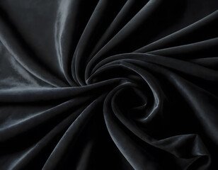 Fototapeta premium Deep Black Velvet Fabric Texture with Soft Folds