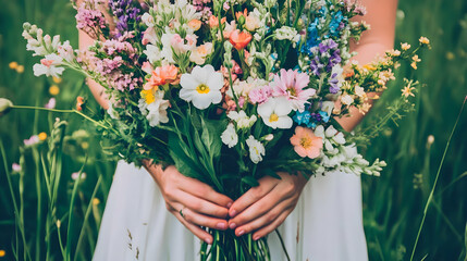 Wildflower Bouquet in Hands