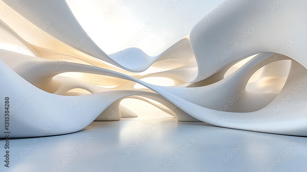 Poster abstract white architectural design rendering