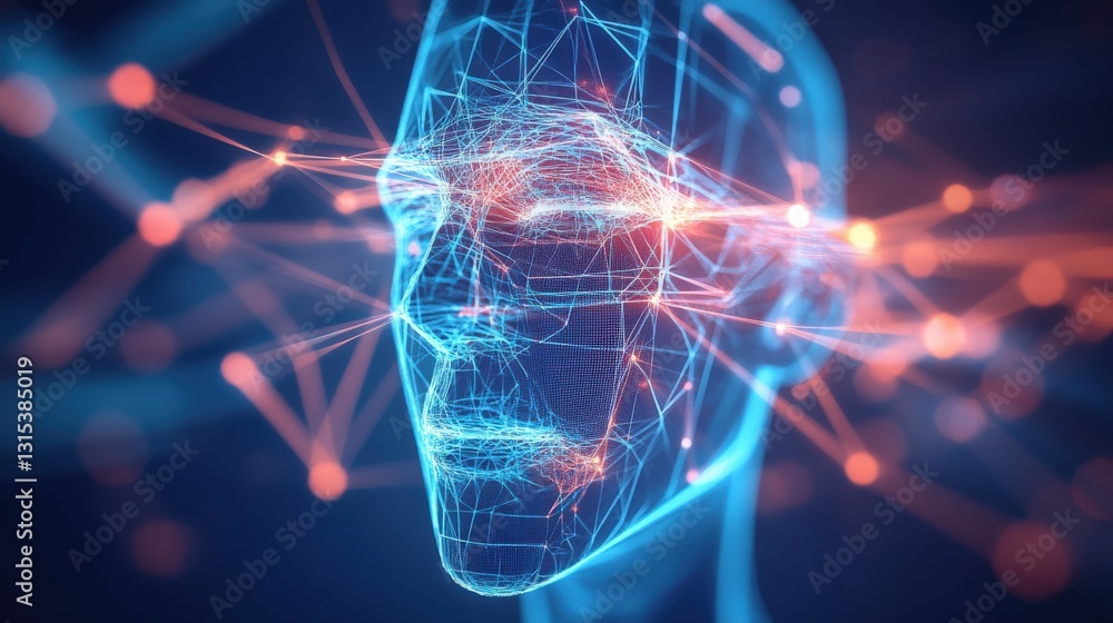 Poster artificial intelligence development digital realm graphic visualization futuristic environment close